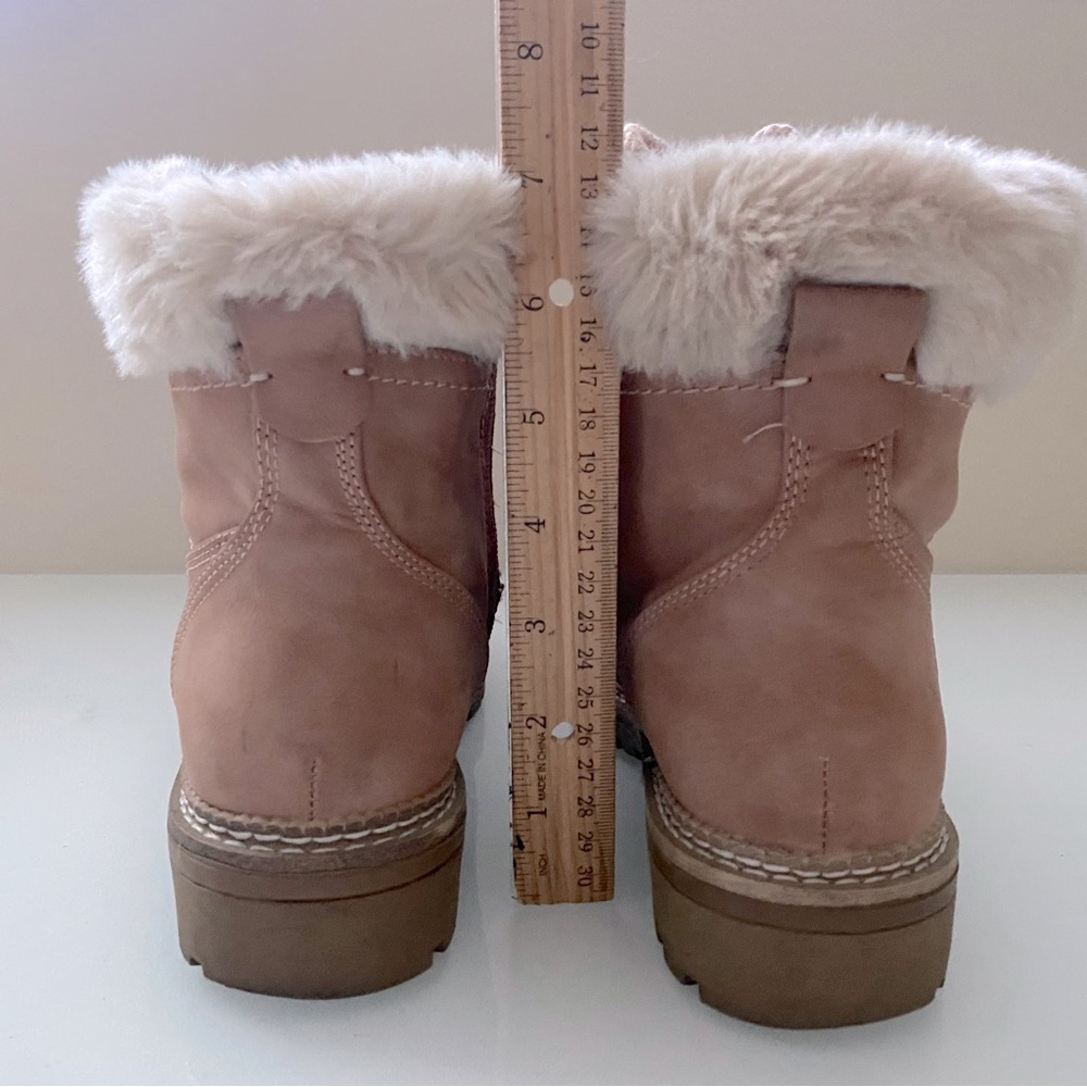 Steve Madden Peachy Tan Faux Fur-Lined Lace Combat Walking Ankle Boots Size 8 M - Picture 10 of 14